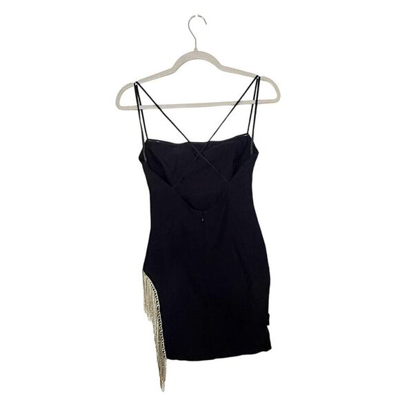 White Fox Come Back Mini Dress Rhinestone Cocktail Black Size Small - Picture 4 of 8